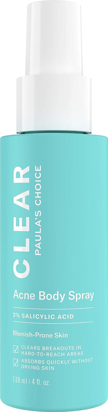 Paula'S Choice Clear Back & Body Exfoliating Acne Spray, 2% Bha (Salicylic Acid) Treatment For Bacne, Blackheads & Blemishes, 4 Ounce