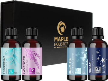 Premium Aromatherapy Essential Oil Set - Extra Large 100% Pure Essential Oils For Diffusers Aromatherapy Gift Set And More With Lavender Peppermint Breathe And Dream Essential Oil Blends - 4 Pack