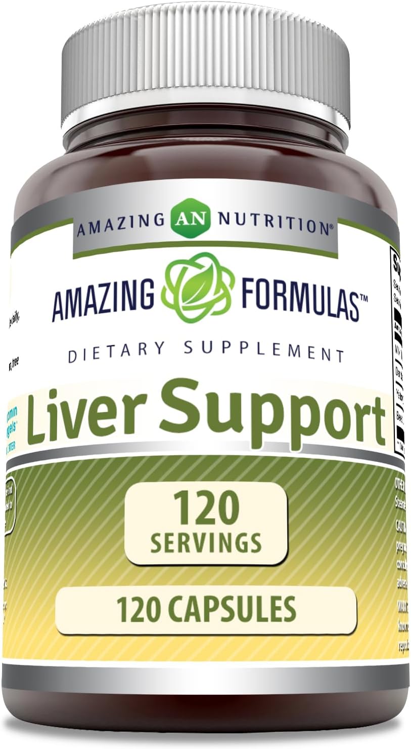 Amazing Formulas Liver Support 120 Capsules Supplement | Natural Herbal Formula | Contains Milk Thistle, Dandelion Root, Yellow Dock Root & Beet Root