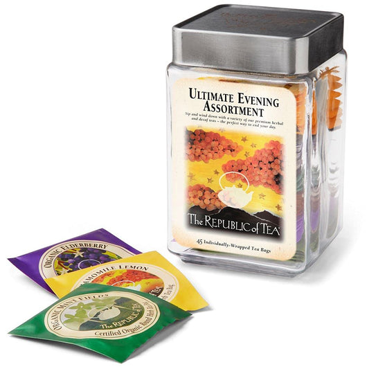The Republic of Tea: Evening Tea Bag Assortment Jar, 45 Tea Bags : Grocery & Gourmet Food