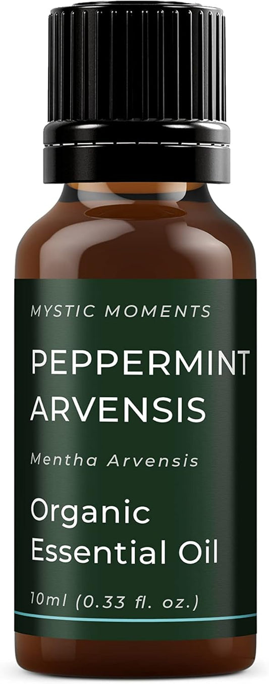 Mystic Moments | Organic Peppermint Arvensis Essential Oil 10ml - Pure & Natural oil for Diffusers, Aromatherapy & Massage Blends Vegan GMO Free