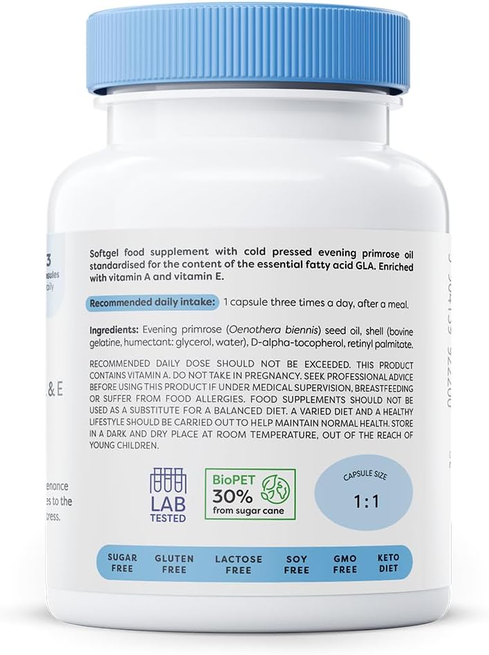 Osavi Primrose Oil 1800 mg with Vitamin A & E – 180 Softgels | Cold–Pressed Evening Primrose Oil with GLA, Enriched with Vitamin A & E | Supports Skin Health & Cell Protection : Amazon.co.uk: Health & Personal Care