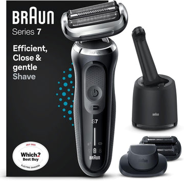 Braun Series 7 Electric Shaver For Men, Wet & Dry Shave, Waterproof Foil Shaver With Beard Trimmer & Clean & Charge Smartcare Center, Engineered In Germany, Gold, 72-C1200Cc