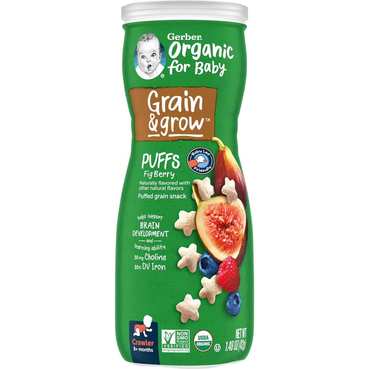 Gerber Organic Puffs, Fig Berry, 1.48 oz