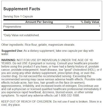 Swanson High Potency Pregnenolone 25 Milligrams 60 Capsules