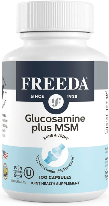 Freeda Glucosamine Msm – Vegan Joint Flexibility & Mobility Supplement – Vegetarian Glucosamine Without Shellfish – Supports Joint Function – Third-Party Tested – (250 Capsules)