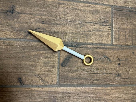 INFINIBYTE Ninja Toy Knife Foam Kunai and Sword for Anime Cosplay, Ninja-Themed Costume Accessories (26cm,) (Gold White Handle)