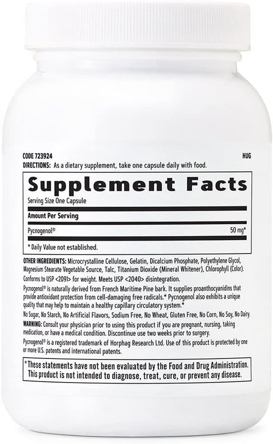 Gnc Pycnogenol 50Mg, 120 Capsules, Maintains Circulatory Health