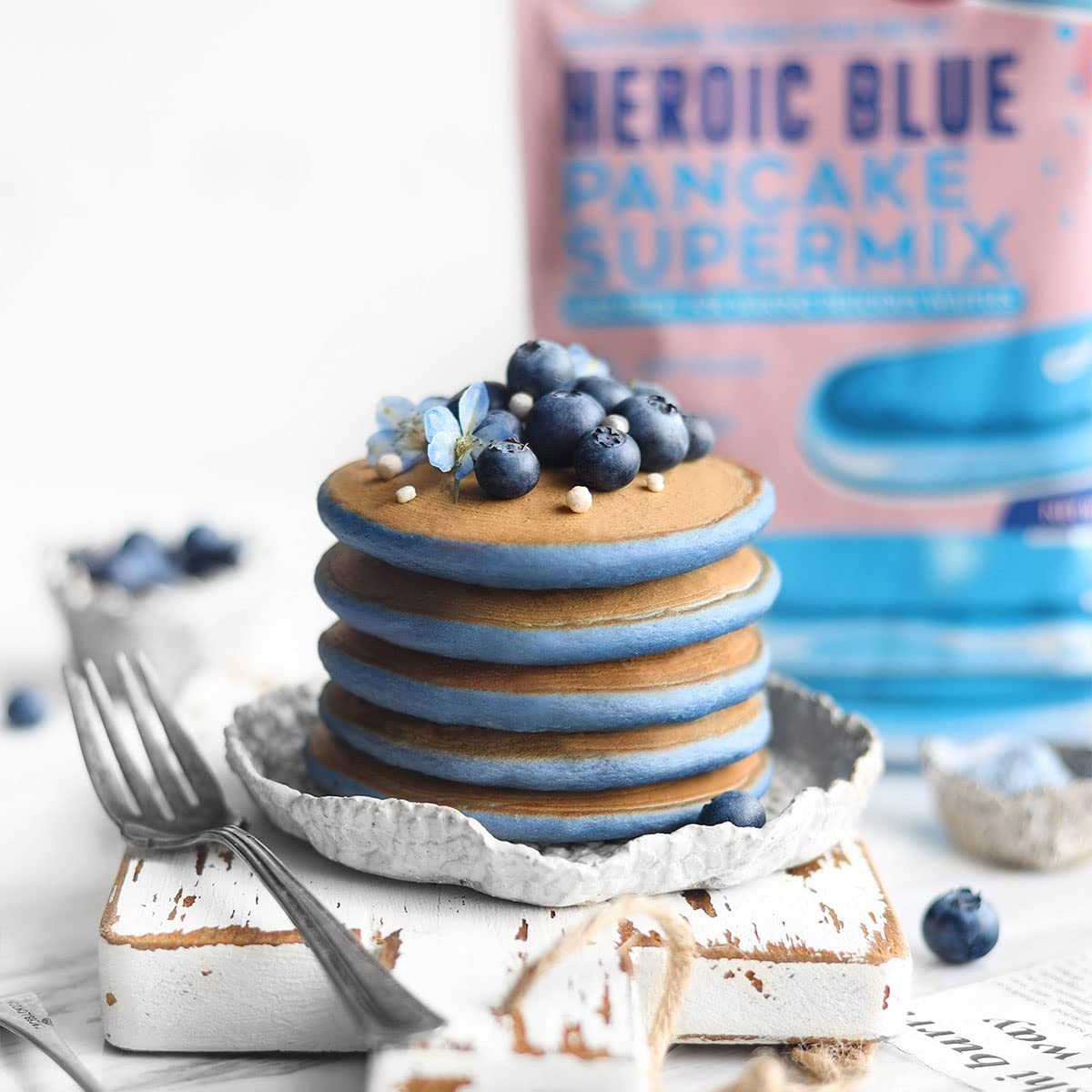 Suncore Foods Heroic Blue Spirulina Pancake & Waffle Mix, Non-GMO, 20oz (1 Pack) : Grocery & Gourmet Food