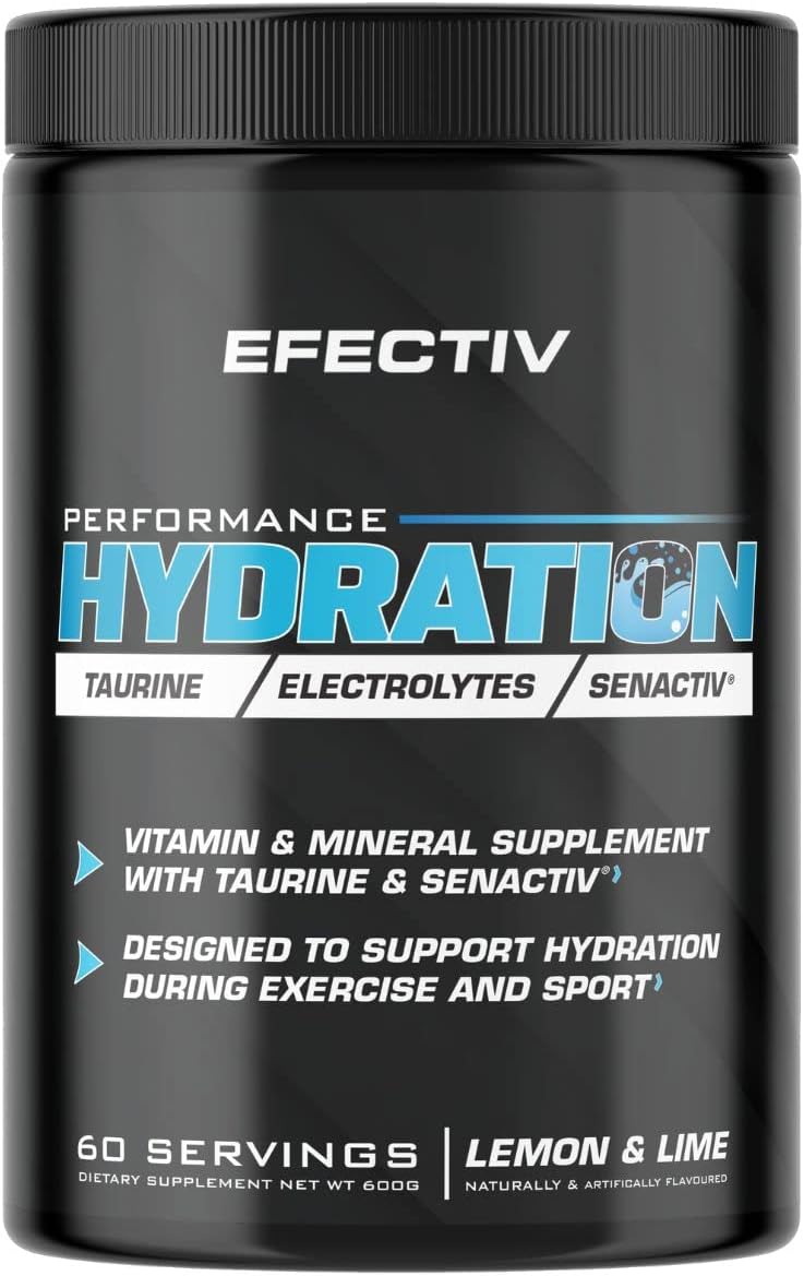 EFECTIV Performance Hydration - Electrolytes Powder 600g - Lemon & Lime - Premium Electrolyte Supplement with added Senactiv & Taurine - Made in the UK - Vegan (60 Servings) : Amazon.co.uk: Grocery