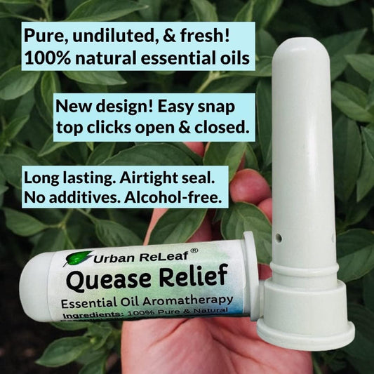Urban Releaf Quease Relief Essential Oil Aromatherapy Nasal Inhaler — Pure Undiluted Oils For Queasy Nausea Tummy, Easy Open Snap Top. Made In Usa. Alcohol-Free. No Mess. Pocket Size