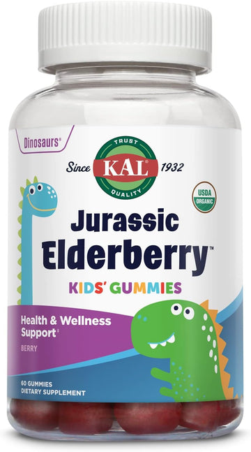 KAL Jurassic Elderberry Kids Gummies | Healthy Immune Support | USDA Organic, Vegan, Gluten Free | 30 Serv, 60 Ct