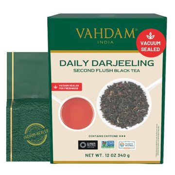 Vahdam, Darjeeling Tea Leaves From Himalayas 170+ Cups (340G/12Oz) Pure Unblended Darjeeling Black Tea, Ftgfop1 Grade Loose Leaf Tea | Packed & Shipped Direct From Source In India