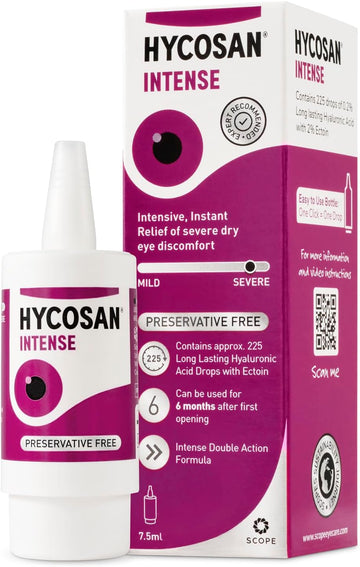 Hycosan Intense Triple Pack - Eye Drops For Long-Lasting Intensive Lubrication & Instant Relief For Itchy, Burning Sensations And Severe Dry Eyes - Preservative Free - 3X225 Measured Doses