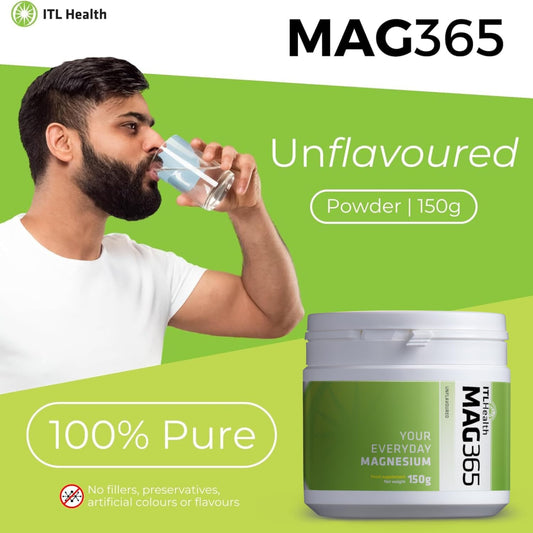 ITL Health | MAG365 | Ionic Magnesium Citrate | Healthy Metabolism, Tissue Formation & Bone Development | Develop & Maintain Healthy Teeth, Muscle Function (Unflavored, 150g)