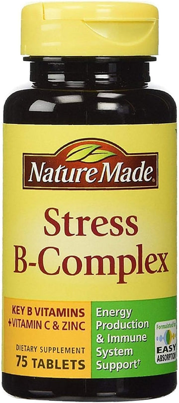 Nature Made Stress B-Complex Dietary Supplement Tablets With Vitamin C & Zinc 75 Ea (Pack Of 6)