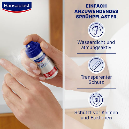 Hansaplast Spray Plaster (32.5 Ml), Transparent Plaster Spray For Invisible Protection, Waterproof And Breathable Plaster For Small Cuts And Abrasions