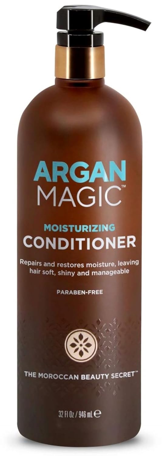 Argan Magic Moisturizing Conditioner - Detangle, Hydrate, And Repair Dry And Chemically-Damaged Hair Types | Nutrient-Rich | Made In The Usa, Paraben Free, Cruelty Free (32 Oz)
