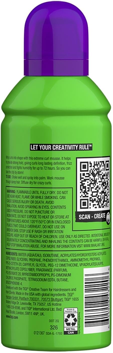 Bed Head By Tigi Foxy Curls Extreme Curl Mousse For Curl Definition, 250 Ml
