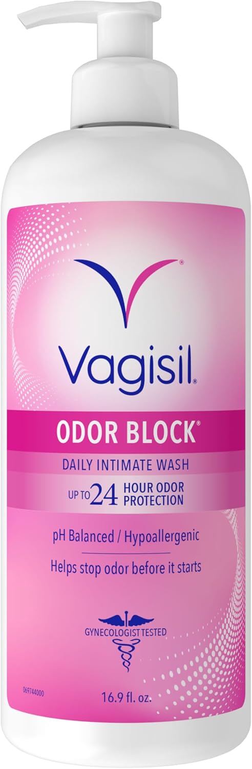 Vagisil Feminine Wash For Intimate Area Hygiene, Odor Block, Gynecologist Tested, Hypoallergenic, 16.9 Oz With Pump