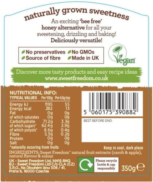 Sweet Freedom Pancake Syrup - 350 G | Natural Great Taste With Sweetness Derived From Fruit | Ideal For Coffee, Baking & Dessert | No Preservatives Or Allergens | Vegan | Only 13 Cal Per Teaspoon