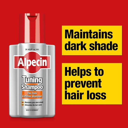 Alpecin Tuning Shampoo 2X 200Ml | Preserves Natural Hair Colour And Supports Natural Hair Growth | Dark Caffeine Shampoo To Cover Early Grey Hairs | Hair Care For Men Made In Germany