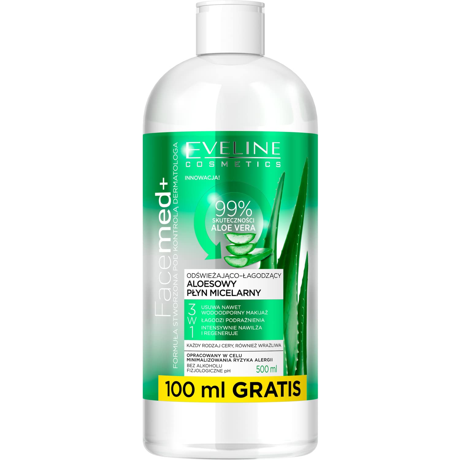 Eveline Cosmetics Facemed Micellar Water With Aloe 400Ml Alkohol Free All Skin Types Also Sensitive