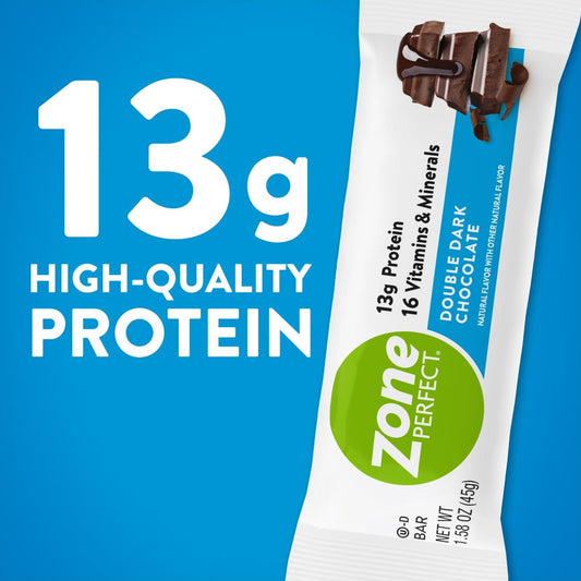 Zoneperfect Protein Bars, 12G Protein, 18 Vitamins & Minerals, Nutritious Snack Bar, Double Dark Chocolate, 36 Bars