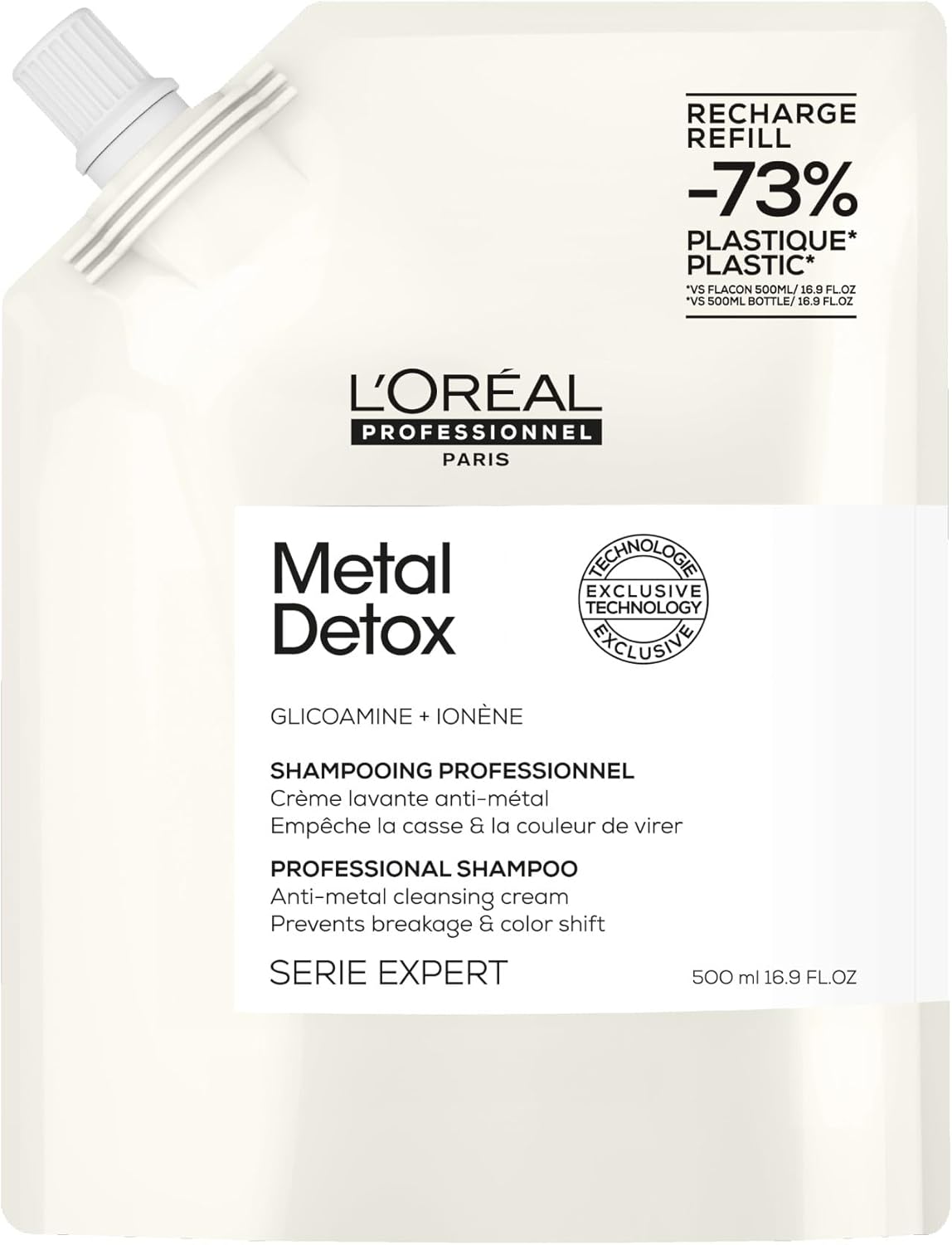 L’Oréal Professionnel Metal Detox Shampoo, Prevent Breakage & Colour Fade From Hard Water, Prevent Damaged Hair, Sulphate-Free & Vegan, Refill