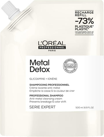 L’Oréal Professionnel Metal Detox Shampoo, Prevent Breakage & Colour Fade From Hard Water, Prevent Damaged Hair, Sulphate-Free & Vegan, Refill