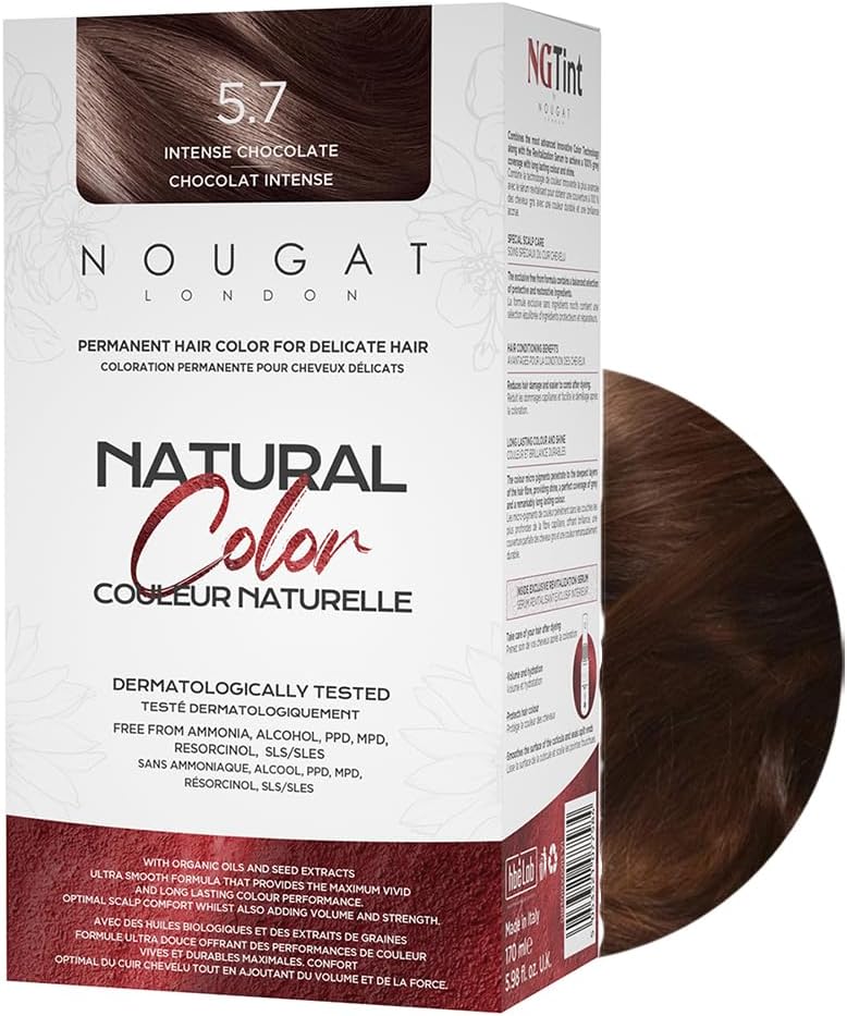 Nougat London Ash Linen Natural Permanent Hair Dye Kit,Dermatologically Tested, Ammonia & Alcohol Free, 100% Grey Coverage, Hair Mask & Essence Included, Long Lasting