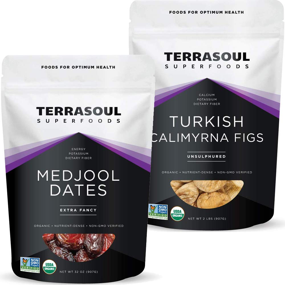 Terrasoul Superfoods Medjool Organic Dates 2 Lbs + Organic Turkish Figs 2 Lbs Bundle