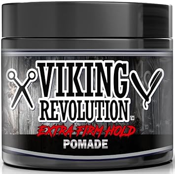 Viking Revolution Extreme Hold Pomade For Men – Style & Finish Your Hair - Extra Firm,Strong Hold & High Shine For Men’S Styling Support - Water Based Male Grooming Product Is Easy To Wash Out, 4Oz