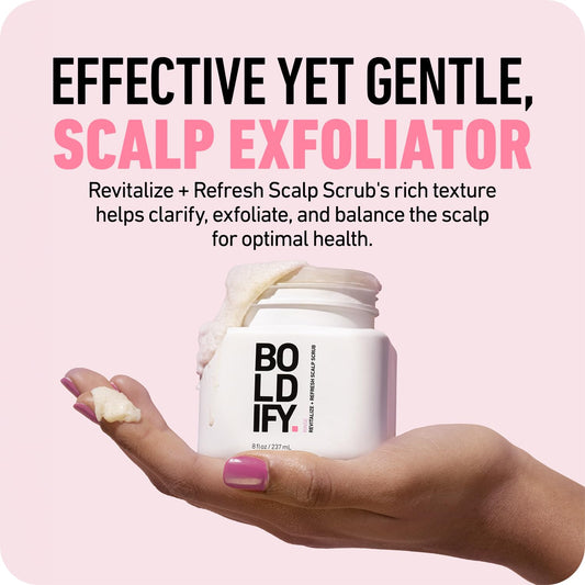 Boldify Scalp Scrub - Pre-Wash Hair Treatment For Voluminous Hair - Clarifying, Exfoliating Revival, Detox Scalp Exfoliator Scrub - Hair Growth Supporting Hair And Scalp Treatment