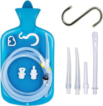 Enema Bag 2L Home Enema Kit with 6.5ft Long Silicone Hose, Enema Tips, Controlable Water Flow Valve, 2 Quart Capacity Hot-Water Bottle for Colon Cleansing Enemas