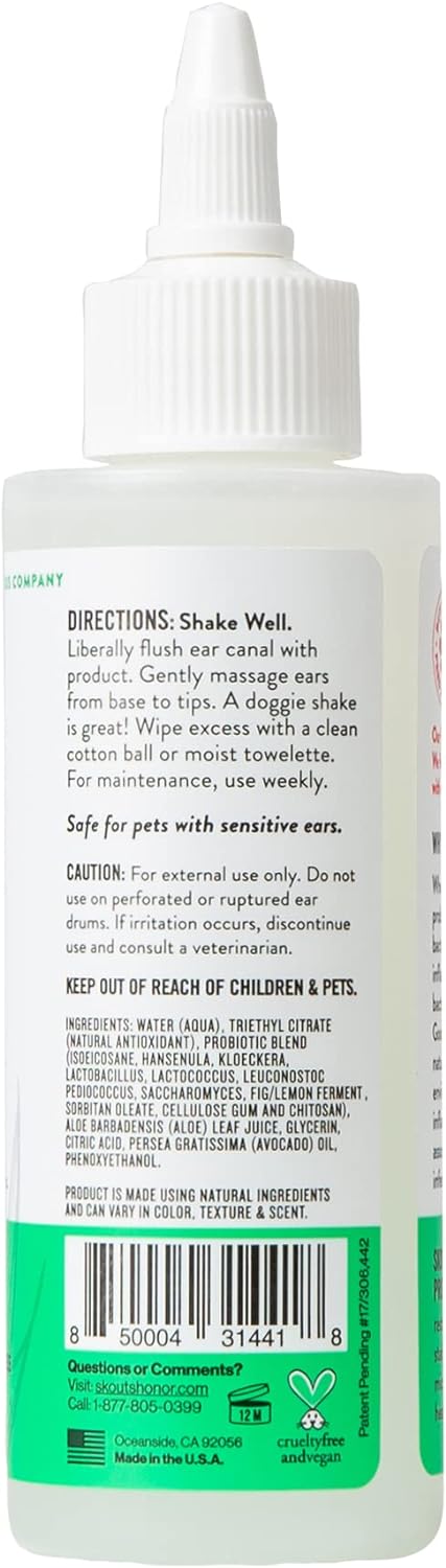 SKOUT'S HONOR Probiotic Ear Cleaner for Dogs, 4 fl. oz., 4 FZ