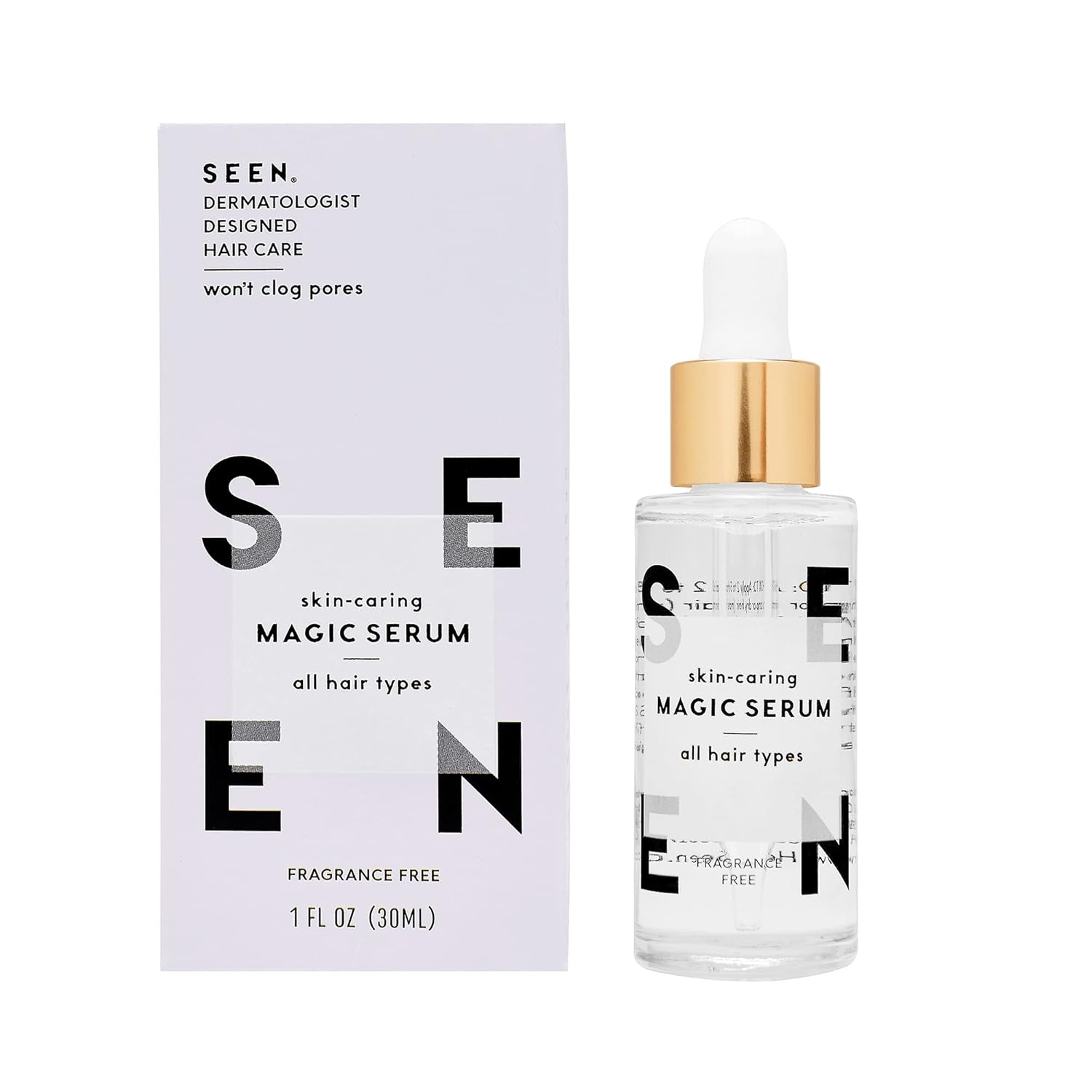 Seen Magic Serum, Fragrance Free - Non-Comedogenic & Sulfate-Free Hair Serum- Anti Frizz- Dermatologist-Developed - Safe For Sensitive, Eczema & Acne Prone Skin