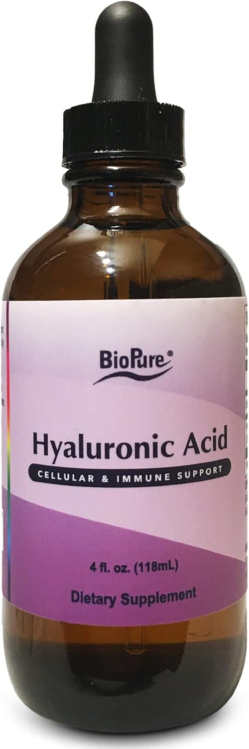 Biopure Hyaluronic Acid Liquid Solution – All Natural, Highly Bioavailable Form Of Hyaluronic Acid For Oral & Topical Use To Benefit Joint Lubrication And Skin Hydration, Elasticity – 4 Fl Oz