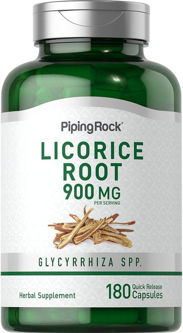 Piping Rock Licorice Root Extract | 900 mg | 180 Capsules | Non-GMO, Gluten Free Supplement