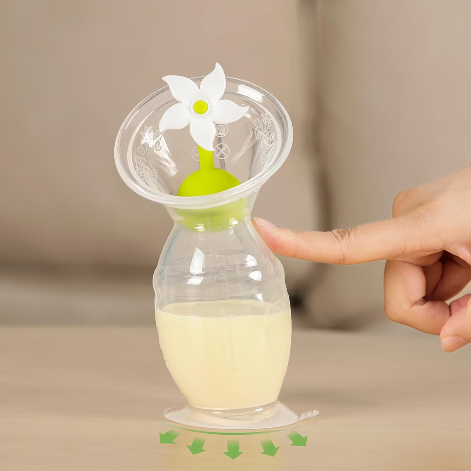 Haakaa Manual Breast Pump Silicone Breast Pump Milk Saver Milk Pump with Suction Base and Flower Stopper 100% Food Grade Silicone BPA Free (5oz/150ml) (White) : Baby