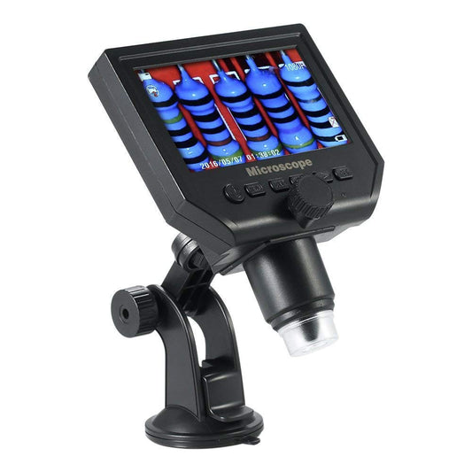 Microware Portable 600X HD 3.6MP CCD Pixel 4.3 Inch OLED Display LCD Digital Microscope-Color: Black