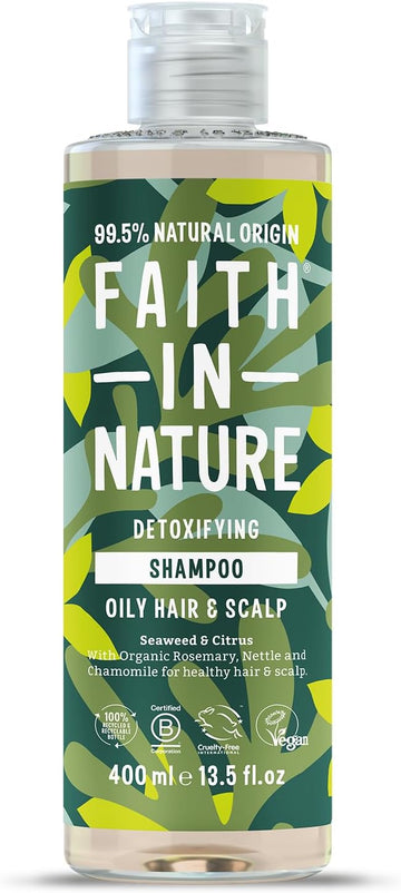 Faith In Nature Natural Seaweed & Citrus Shampoo, Detoxifying For Oily Hair & Scalp, Vegan & Cruelty Free, No Sls, Silicones Or Parabens, 400Ml