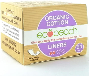 Ecopeach Organic Cotton Panty Liners, 120 Liners (6 Packs x 20) - Ultra-Soft, Highly Absorbent, Breathable, Hypoallergenic, Chlorine-Free, Fragrance-Free. Superior Protection for Sensitive Skin