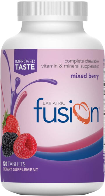 Bariatric Fusion Mixed Berry Complete Chewable Bariatric Multivitamin With Iron For Bariatric Surgery Patients Including Gastric Bypass And Sleeve Gastrectomy - 120 Tablets