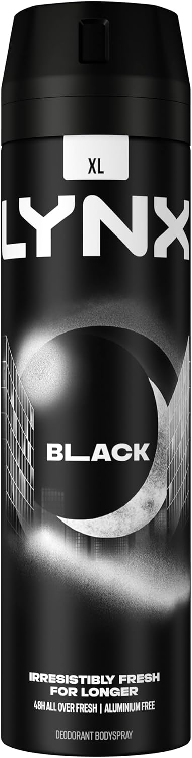 Lynx Black Aerosol Body Spray Men'S Deodorant Spray With A Frozen Pear & Cedarwood Scent For 48 Hours Of Odour-Busting, High Definition Fragrance 3X 200 Ml