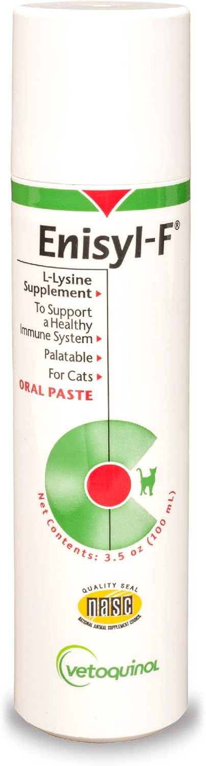 Vetoquinol Enisyl-F Oral Paste: L-Lysine Supplement for Cats - Tuna Flavor, 3.4oz (100mL) Pump