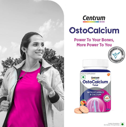 Centrum OstoCalcium Total Chewables (30s) | Vitamin D & Calcium (Veg) to support Strong Bones, Joints & Muscles |