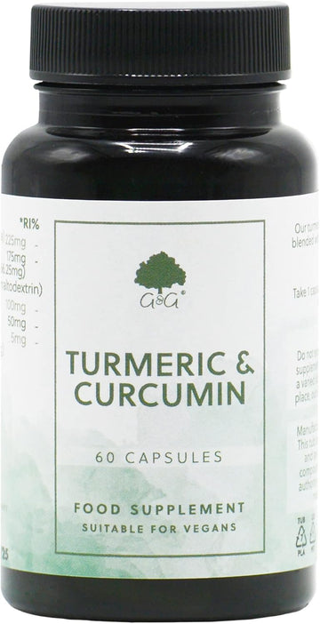 Turmeric & Curcumin 500Mg - 95% Curcuminoids - High Strength With Black Pepper For Enchanced Absorption - 60 Vegan Capsules - Natural Anti-Inflammatory - Uk-Made - No Additives - G&G Vitamins