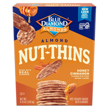 Blue Diamond Almonds Nut Thins Honey Cinnamon Gluten Free Cracker Crisps, 4.25 Oz Boxes (Pack Of 12)