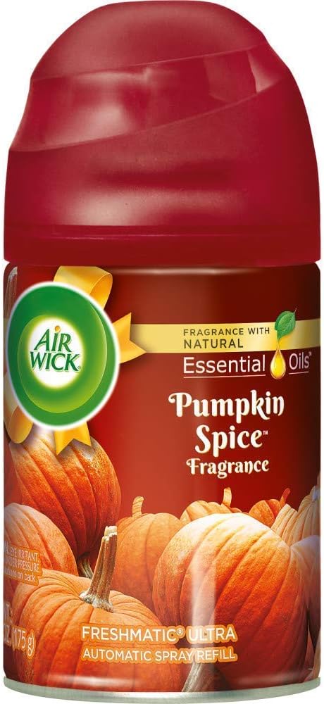 Air Wick Freshmatic 4 Refills Automatic Spray, Pumpkin Spice, 4ct, Holiday scent, Holiday spray, Essential Oils, Air Freshener, Odor Neutralization, Packaging May : Health & Household